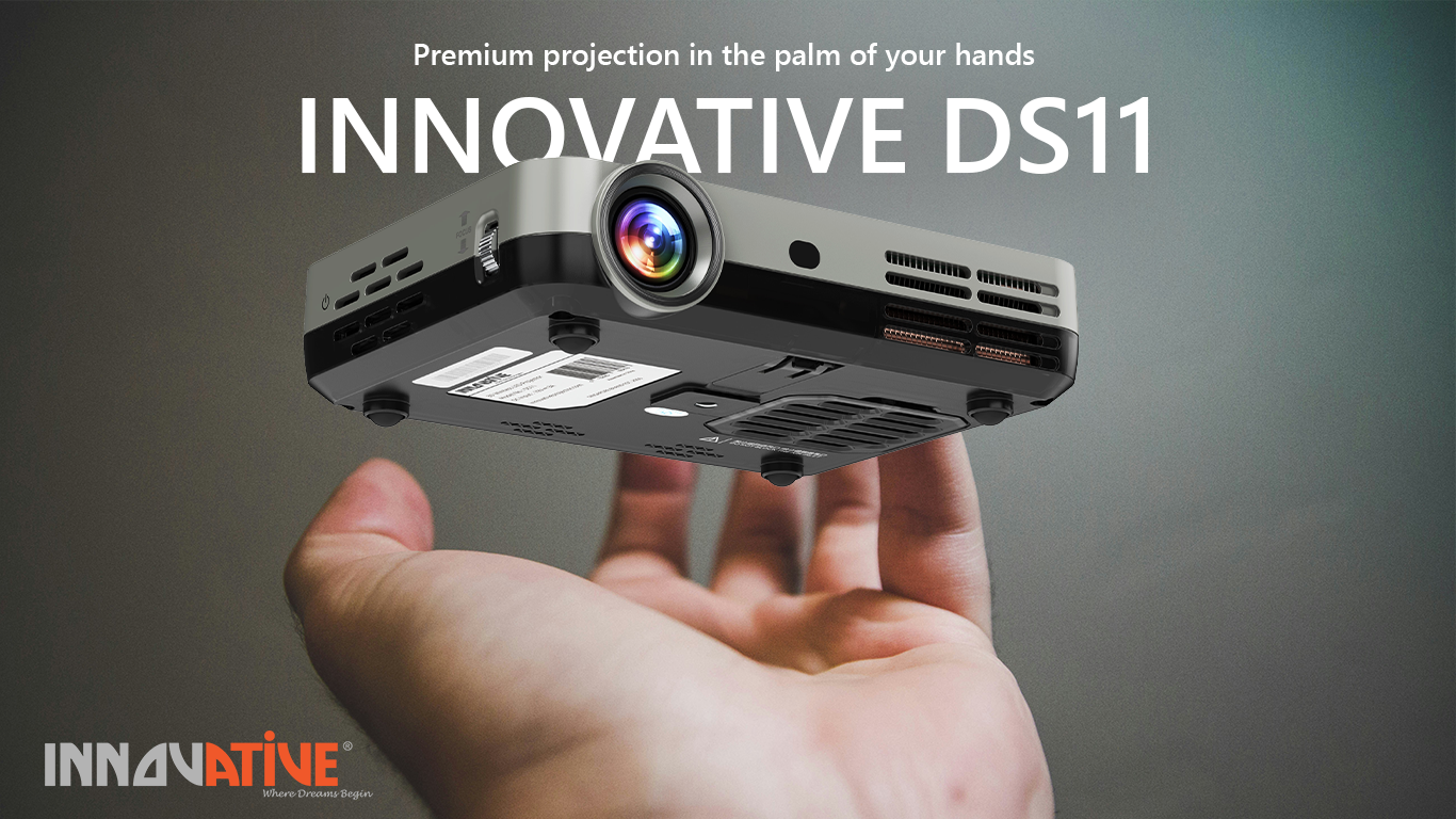 High Brightness Super Short Throw Smart Mini Projector with Clear Speaker, Bluetooth Audio & YouTube Netflix, support 4k HDMI - Innovative DS11 4k 3D