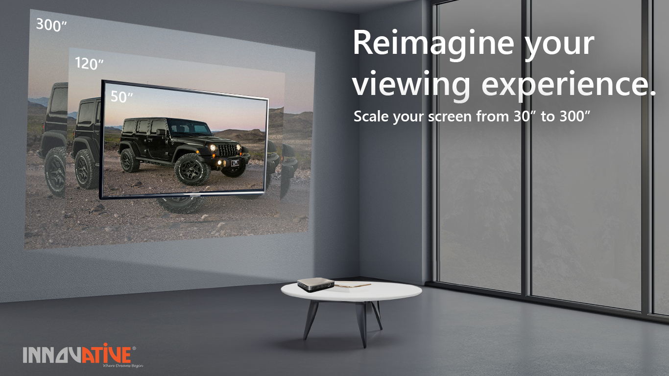 High Brightness Super Short Throw Smart Mini Projector with Clear Speaker, Bluetooth Audio & YouTube Netflix, support 4k HDMI - Innovative DS11 4k 3D