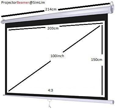 100inch 4:3 Manual Pull down Projector Screen Wall / Ceiling