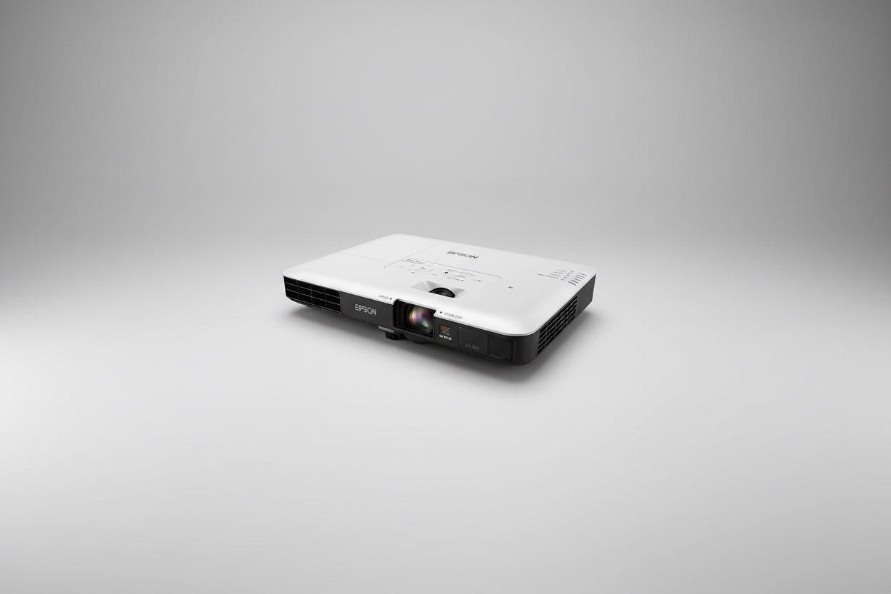 An Epson EB-1795W Full HD Wireless Projector displayed from different angles, including a image showing the projector in use by a person.