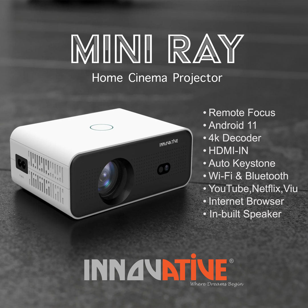 INNOVATIVE Mini Ray Home Cinema Short Throw Projector – ProjectorBeamer