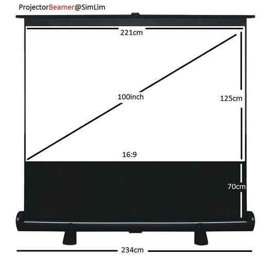 100inch 16:9 Floor Pull Up Portable Projector Screen