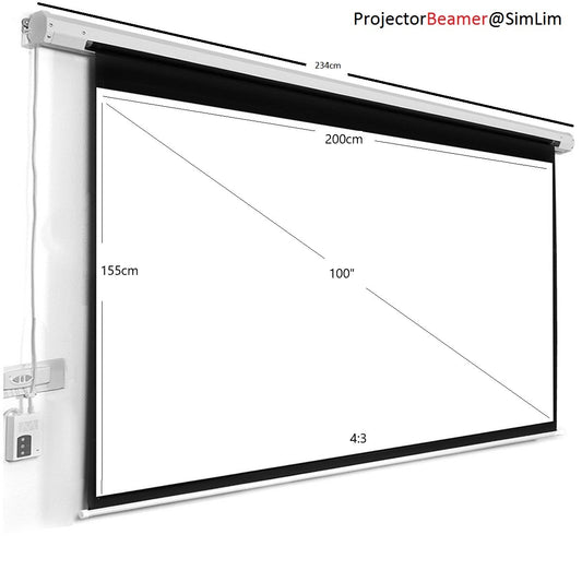 100inch Electric Motorized Projector Screen with Remote