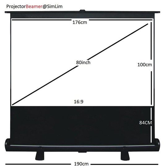 80inch 16:9 Floor Pull Up Portable Projector Screen